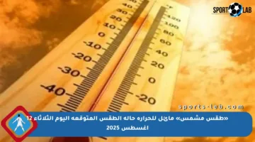 «طقس مشمس» مائل للحرارة حالة الطقس المتوقعة اليوم الثلاثاء 12 أغسطس 2025